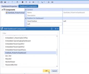 Add Dashboard Component Select the calendar component